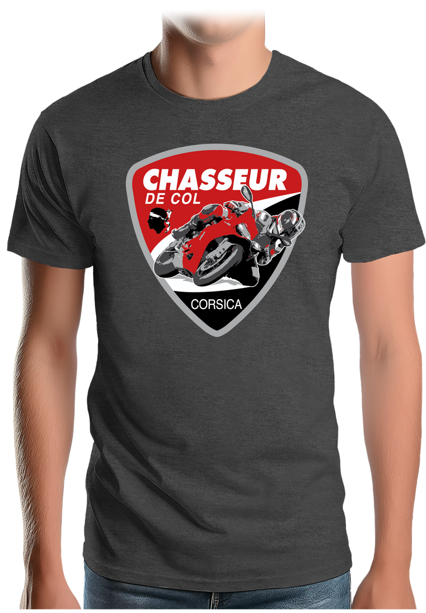 T-Shirt Homme Moto chasseur de col en Corse
