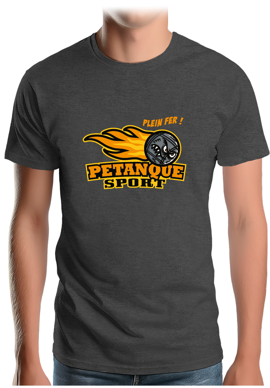 T-Shirt Homme Une pétanque sport plein fer