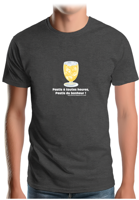 T-Shirt Homme Alcool Pastis à toute heures, pastis du bonheur