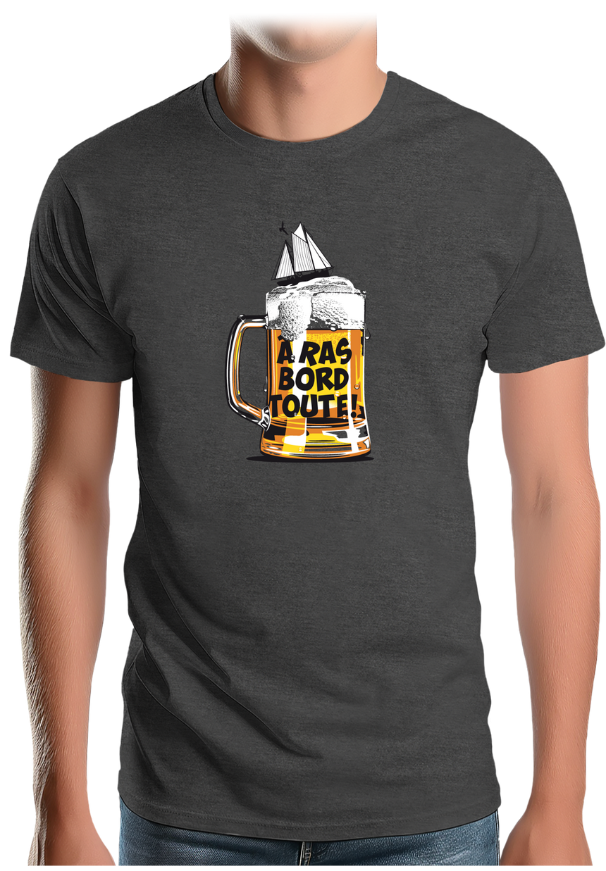 T-Shirt Homme Bière à ras bord toute en voilier