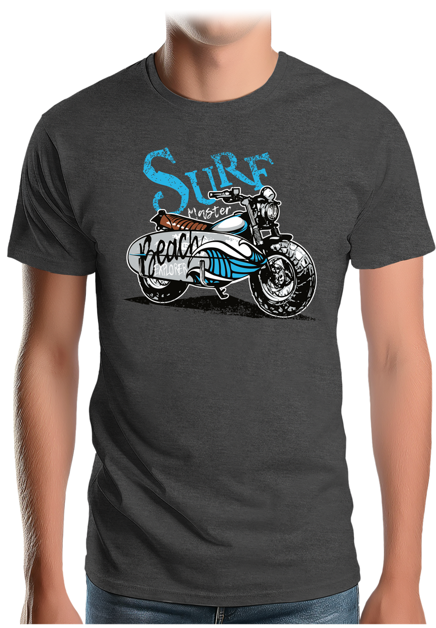 T-Shirt Homme Planche de surf sur une moto