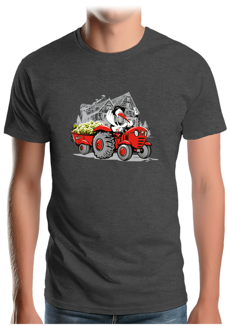 T-Shirt Homme Les vendanges Alsaciennes avec cigogne