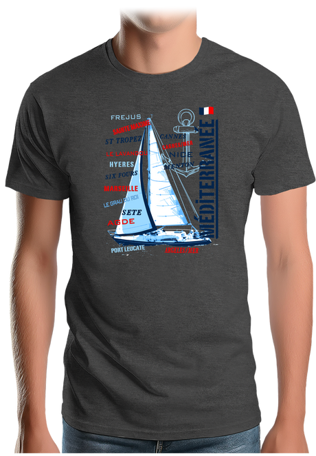 T-Shirt Homme Voilier cote méditerranée