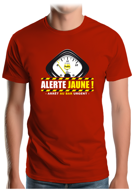T-Shirt Homme Alcool Alerte jaune