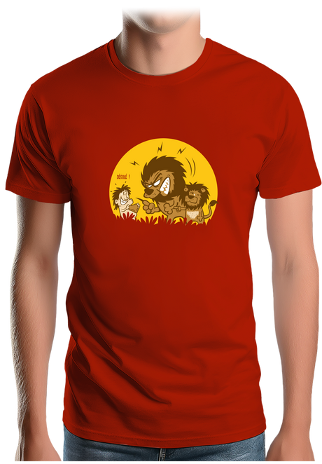 T-Shirt Homme Lion et bébé dans la savane