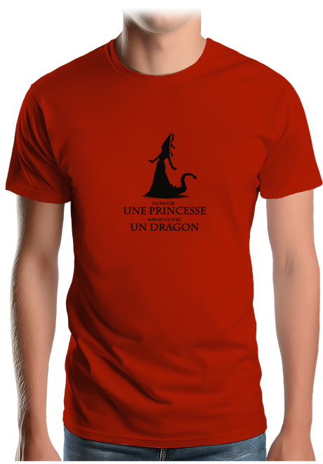 T-Shirt Homme D'épouser une princesse à vivre avec un dragon