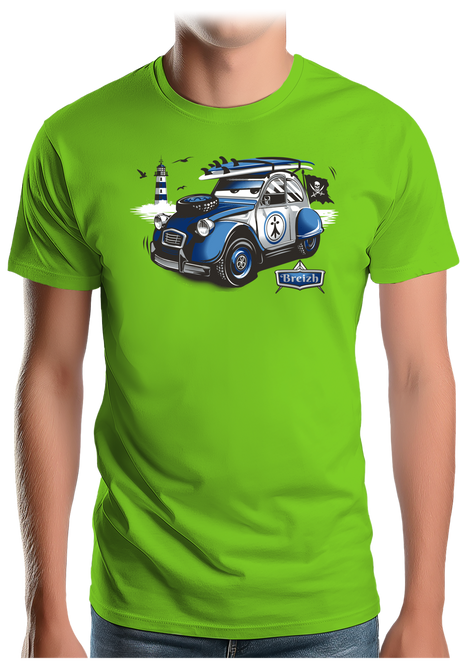 T-Shirt Homme 2 cv sur la route de la Bretagne