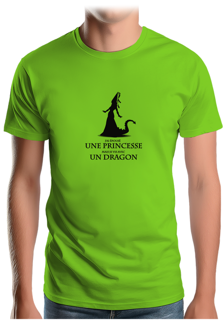 T-Shirt Homme D'épouser une princesse à vivre avec un dragon