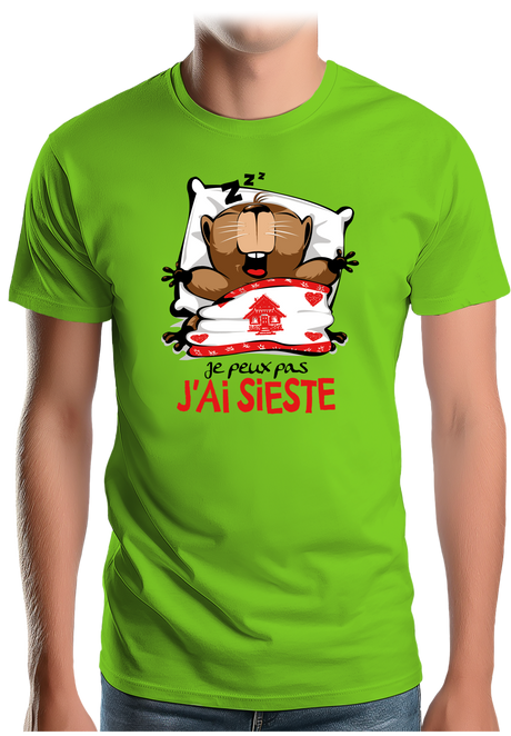 T-Shirt Homme Je peux pas j'ai sieste marmotte