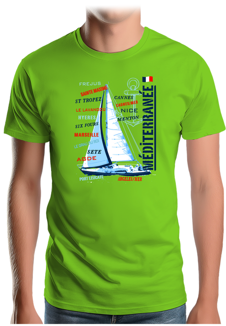 T-Shirt Homme Voilier cote méditerranée