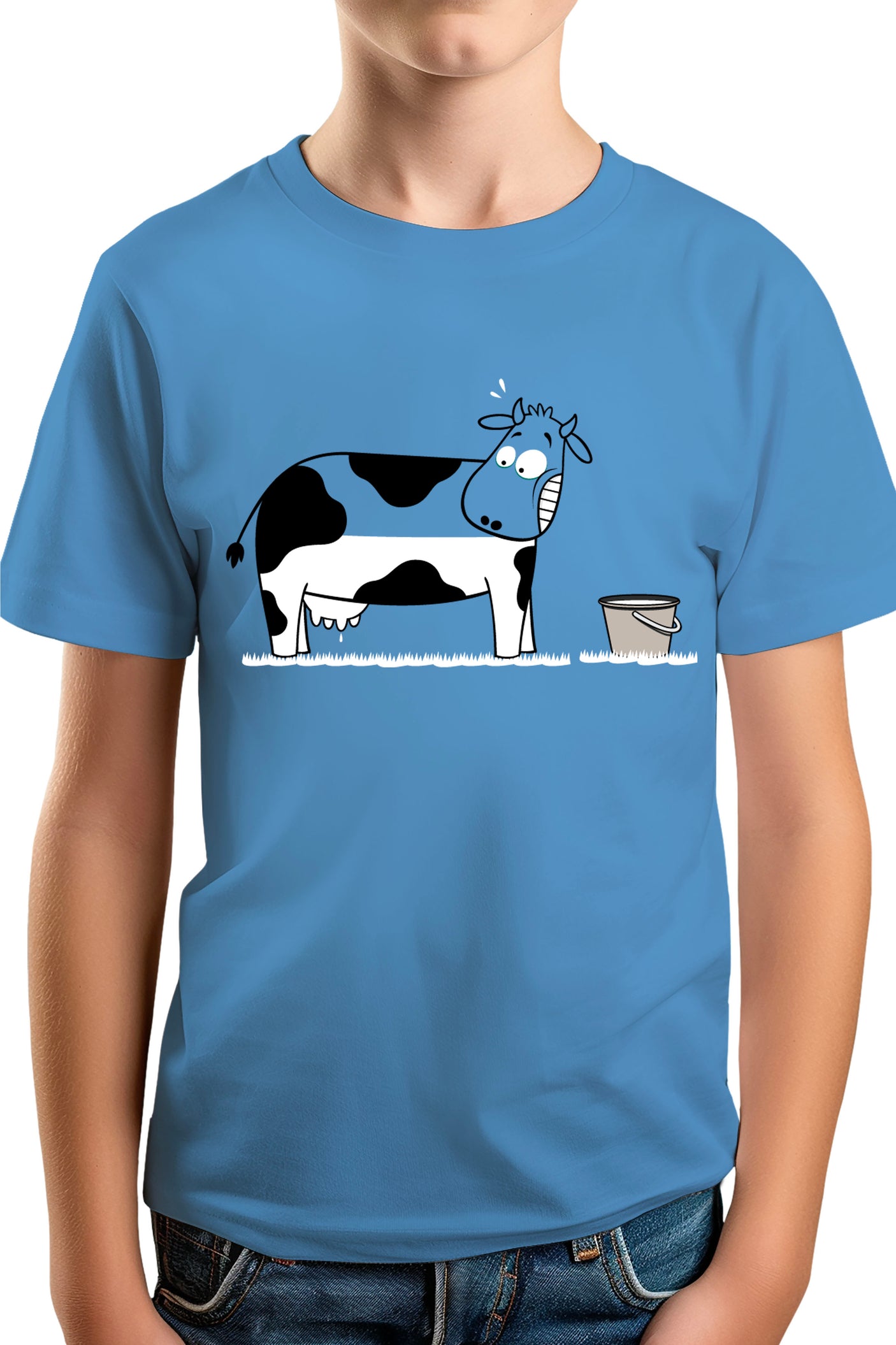 T-Shirt Garçon Vache à moitié pleine de lait