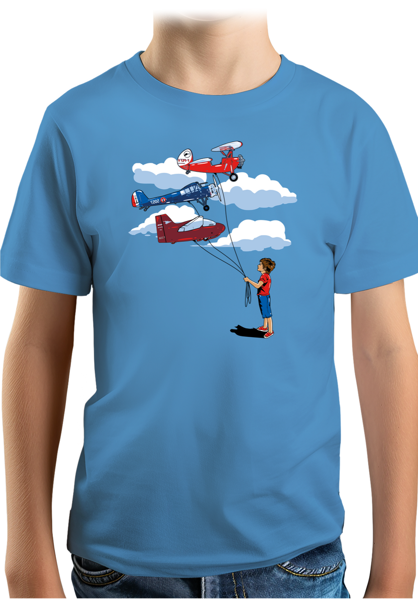 T-Shirt Garçon Enfant Avec 3 ballons Avion