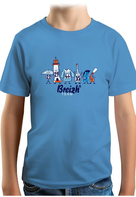 T-Shirt Garçon Breizh team, les départements de Bretagne