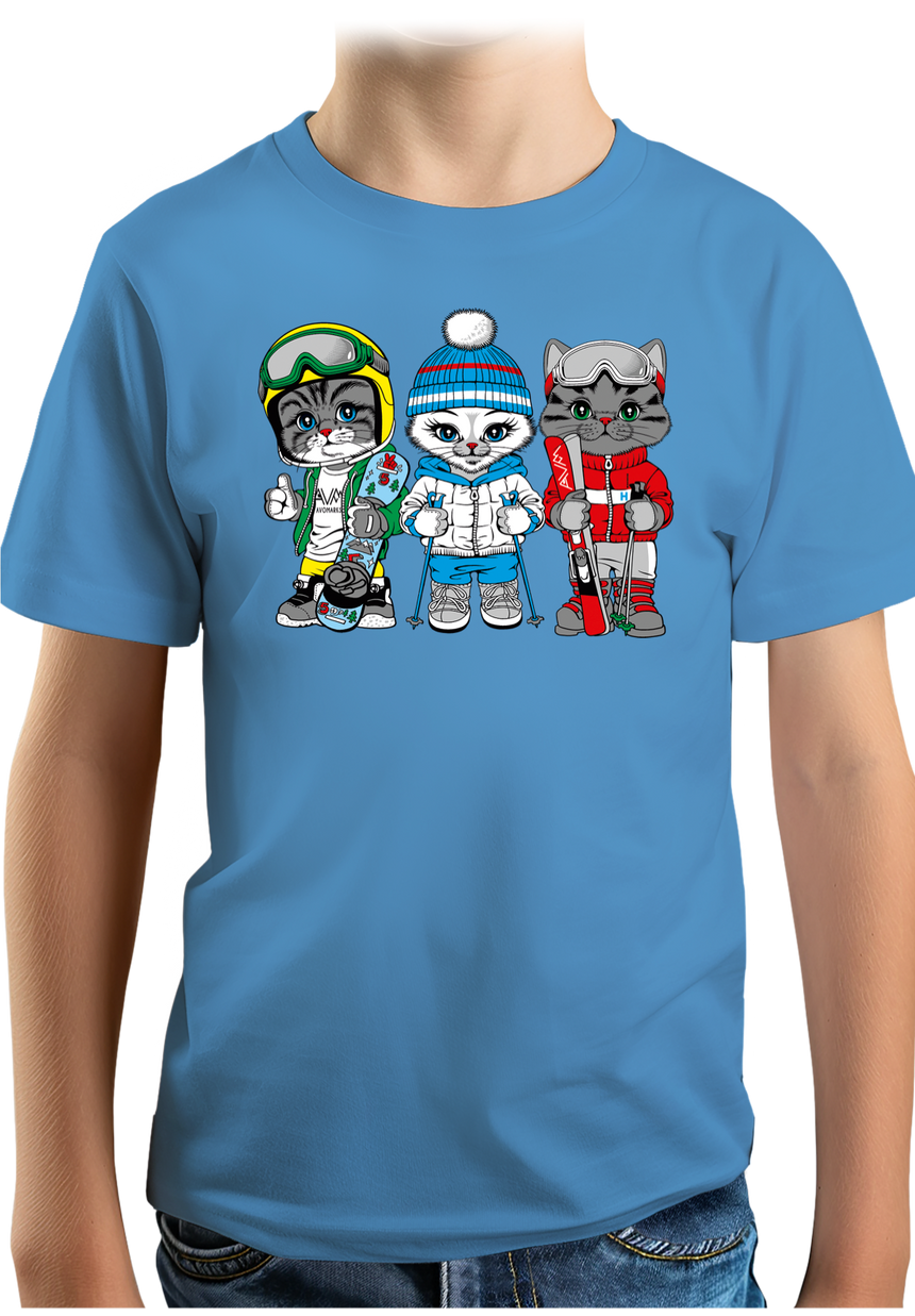 T-Shirt Garçon Les chats au ski (recto/verso)