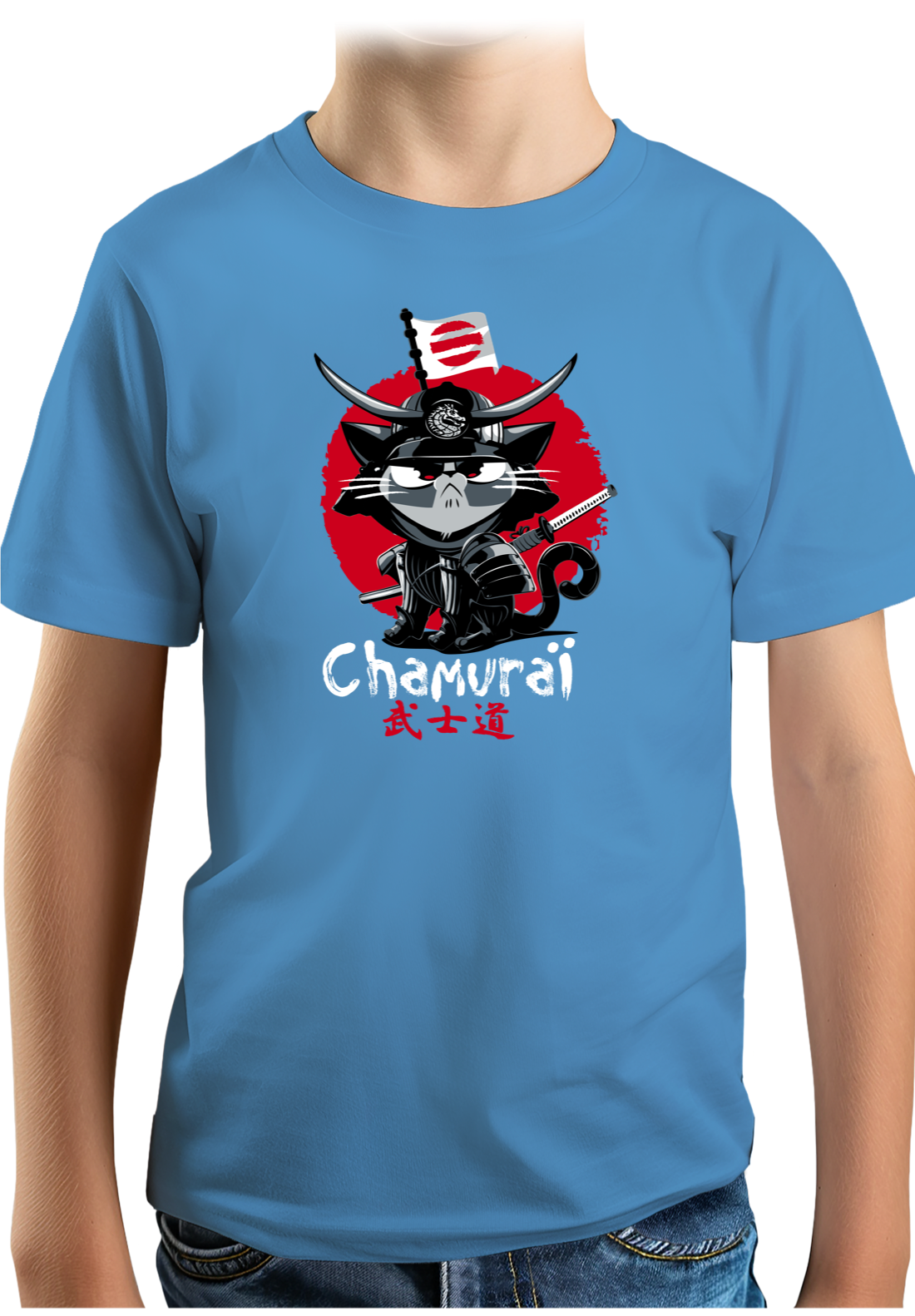 T-Shirt Garçon Chat en samouraï