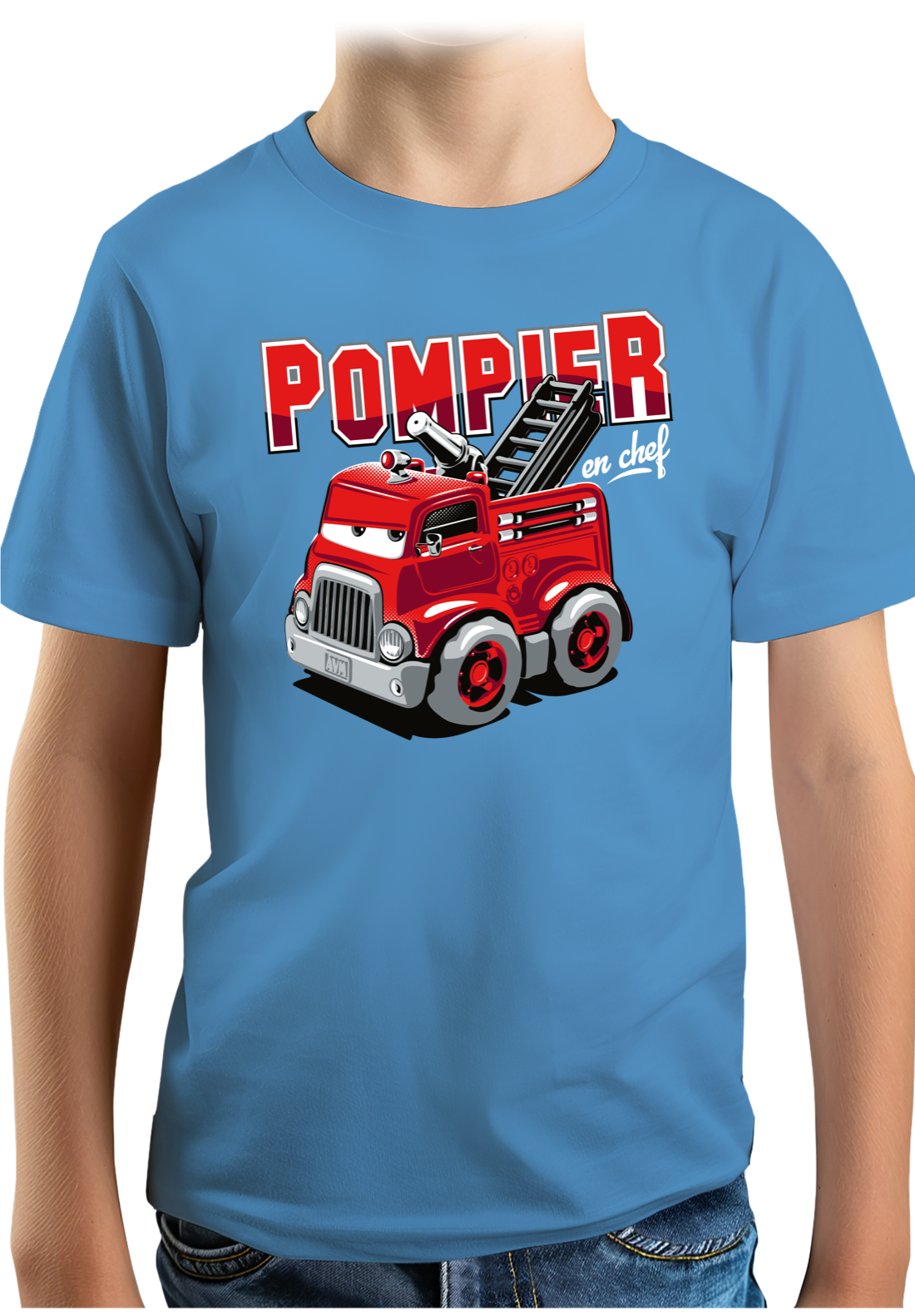 T-Shirt Garçon Camion de pompier dessin animé