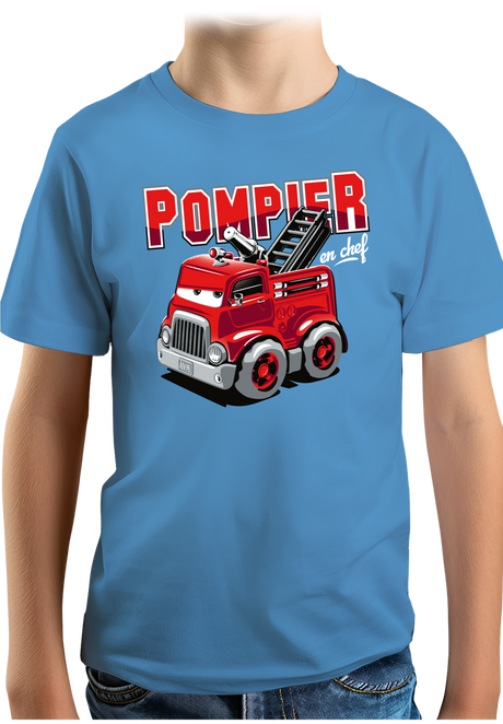 T-Shirt Garçon Camion de pompier dessin animé