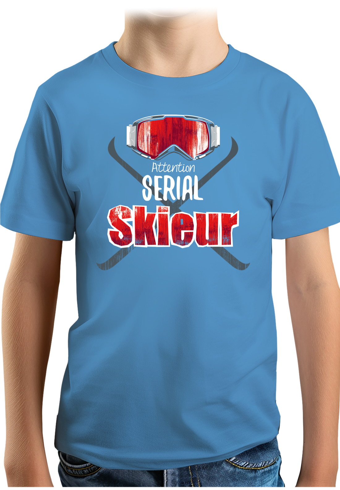 T-Shirt Garçon Attention serial skieur