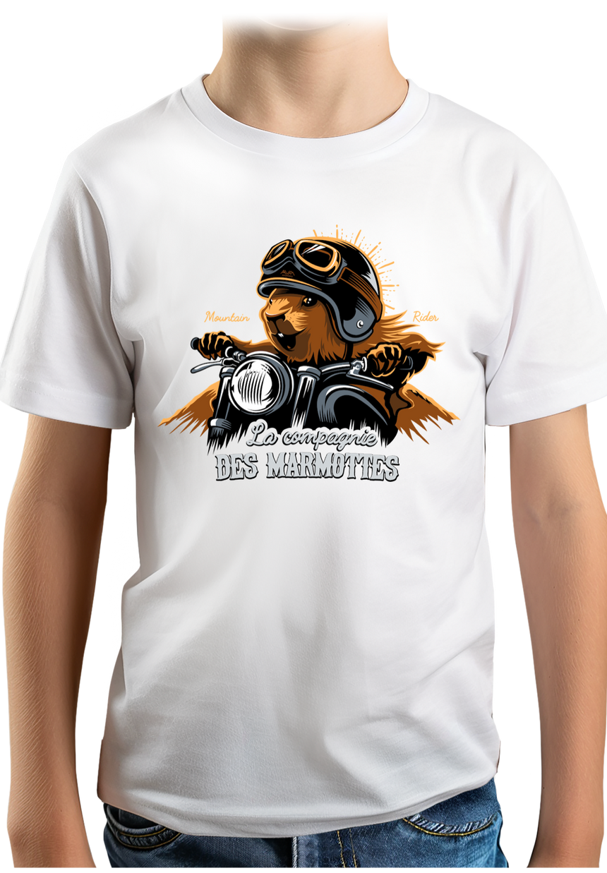 T-Shirt Garçon Compagnie des Marmottes en Moto
