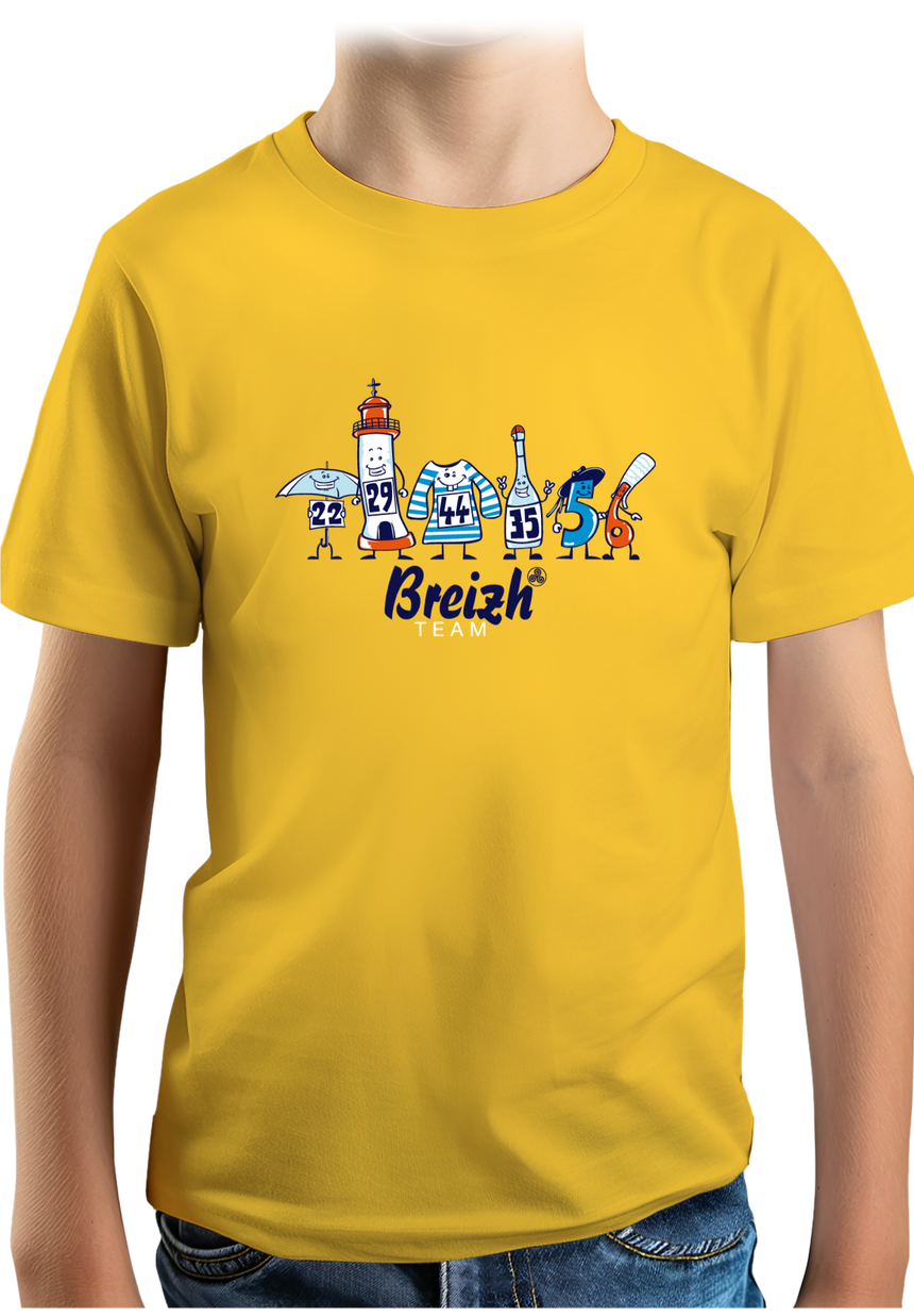 T-Shirt Garçon Breizh team, les départements de Bretagne