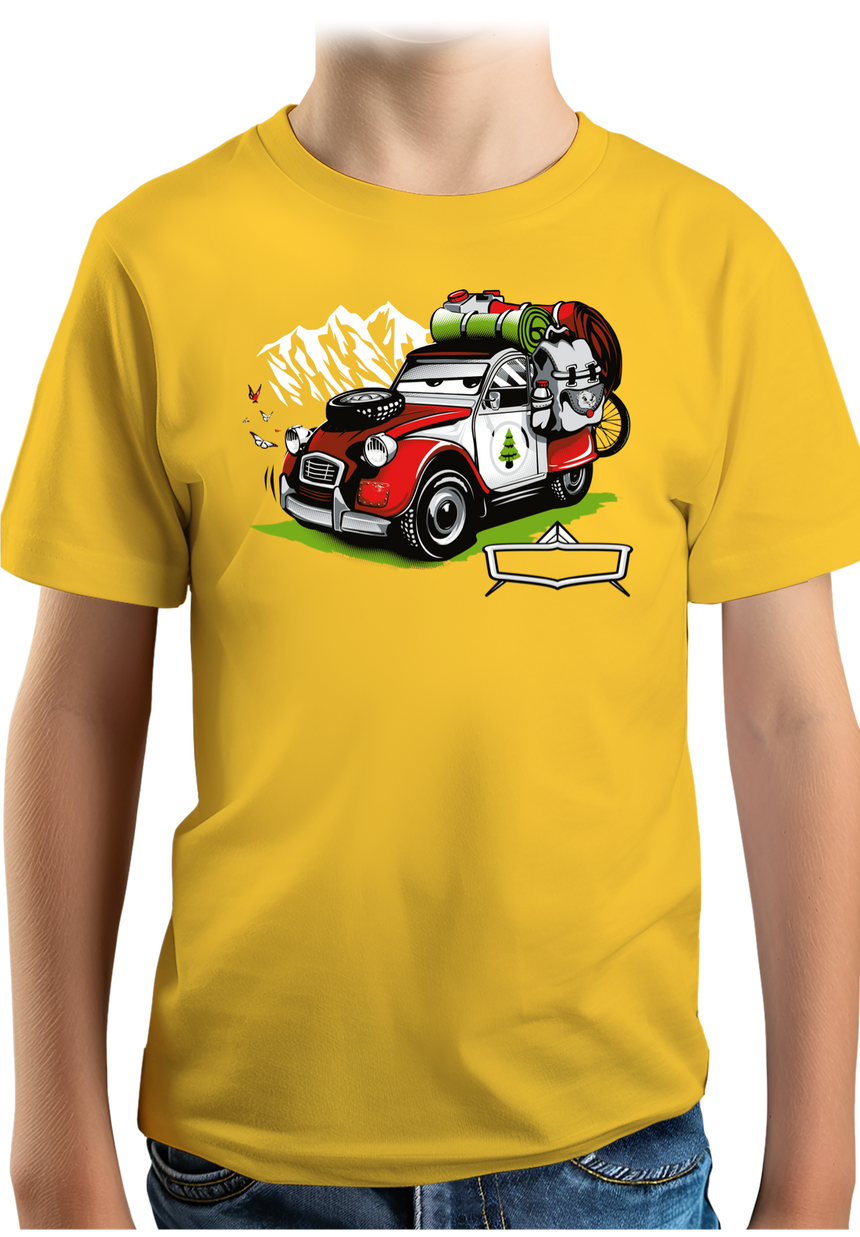 T-Shirt Garçon Voiture 2CV à la montagne