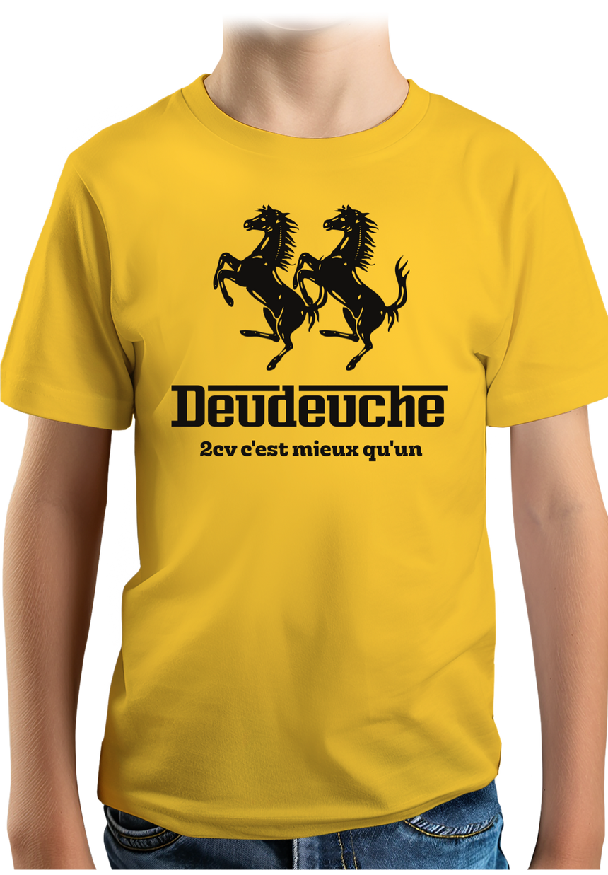 T-Shirt Garçon Deux 2CV mieux qu'un cheval cabré
