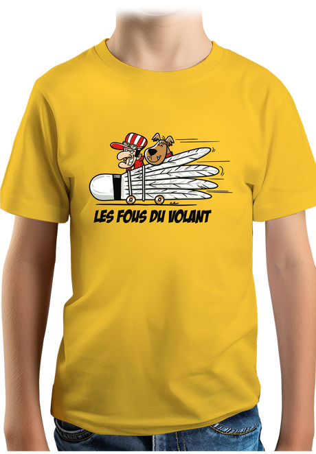 T-Shirt Garçon Les fous du Volant de badminton