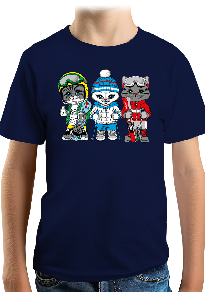 T-Shirt Garçon Les chats au ski (recto/verso)