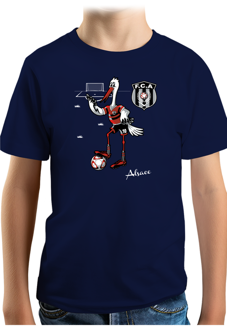 T-Shirt Garçon Cigogne d'Alsace qui joue au foot