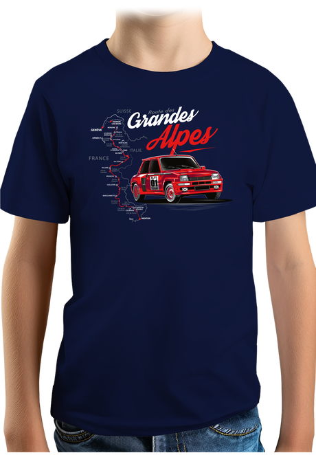T-Shirt Garçon La route des grandes Alpes en voiture