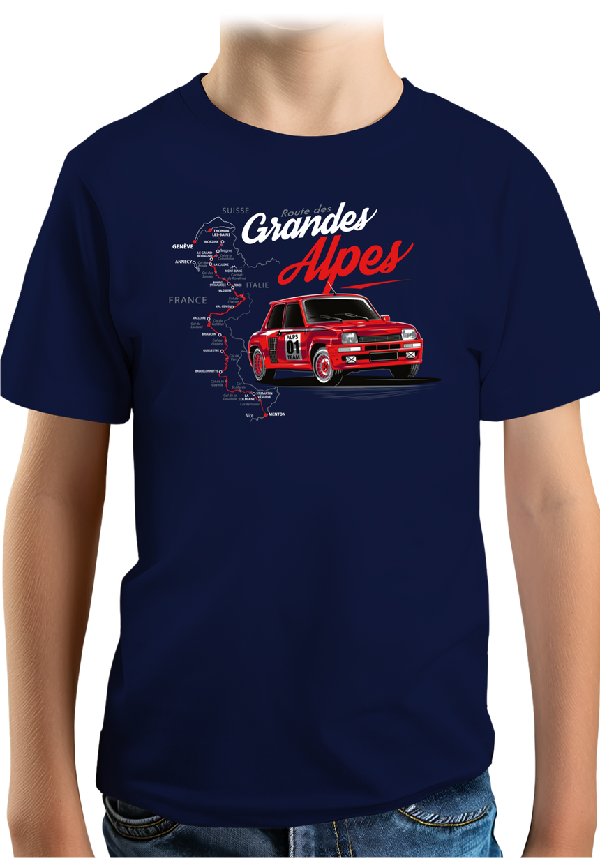 T-Shirt Garçon La route des grandes Alpes en voiture