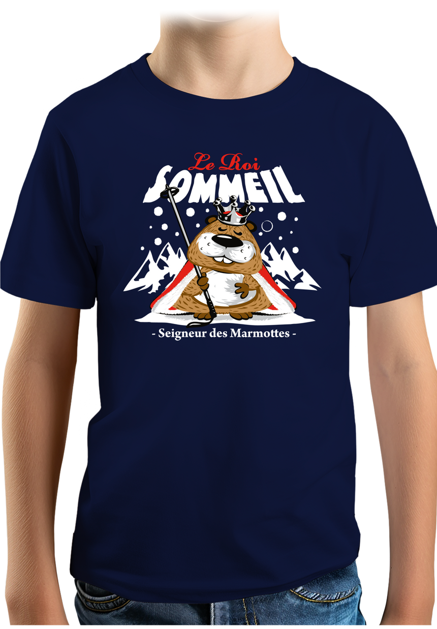 T-Shirt Garçon Le roi sommeil, seigneur des marmottes