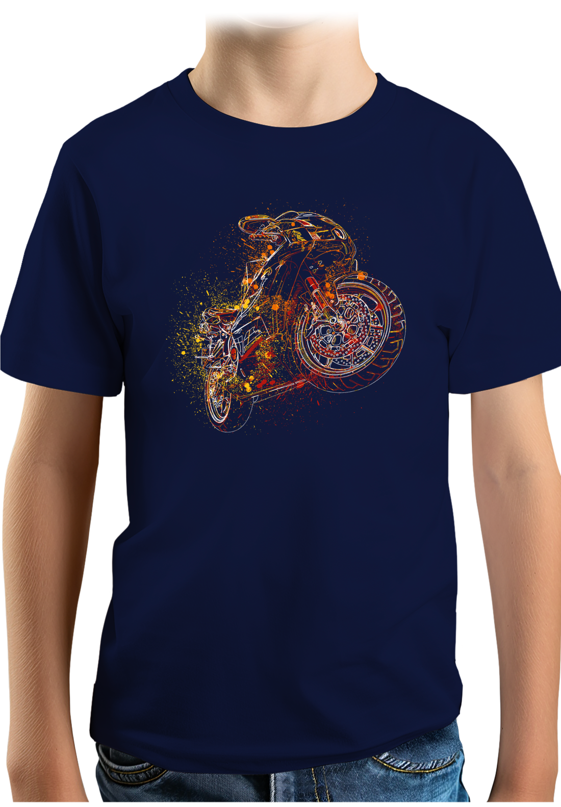 T-Shirt Garçon Dessin moto abstrait
