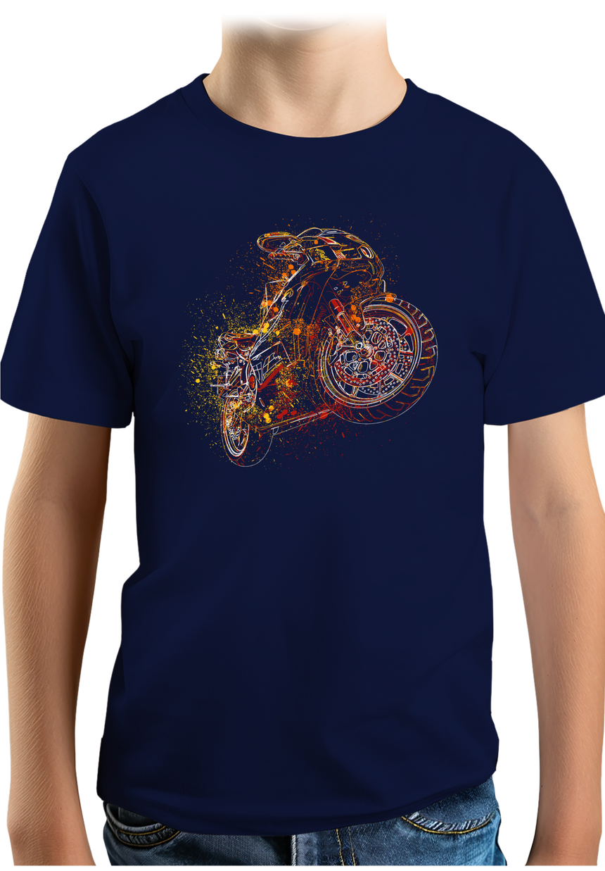 T-Shirt Garçon Dessin moto abstrait