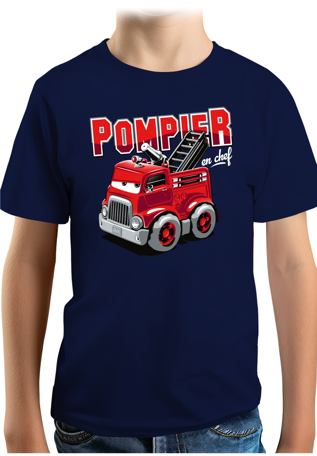 T-Shirt Garçon Camion de pompier dessin animé