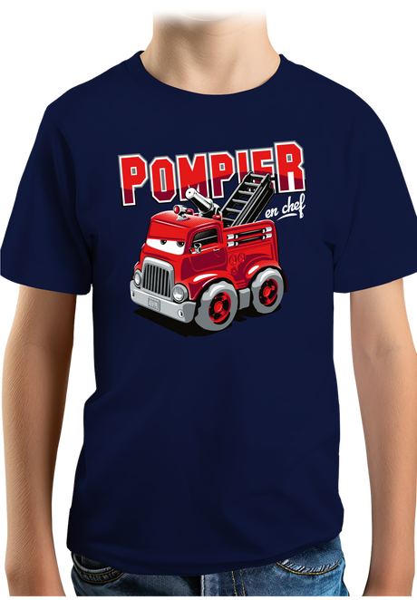 T-Shirt Garçon Camion de pompier dessin animé