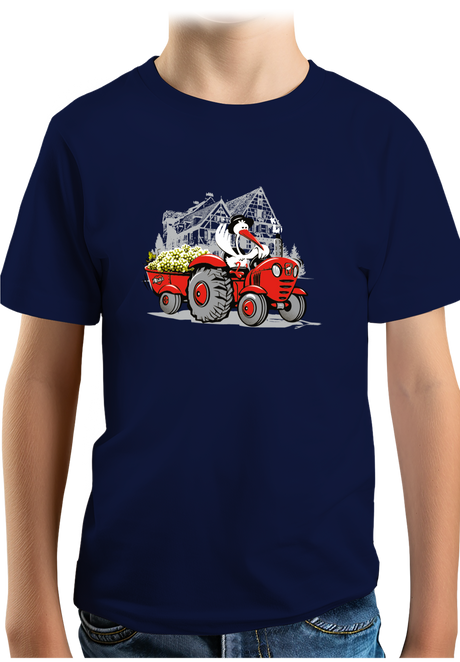 T-Shirt Garçon Les vendanges Alsaciennes avec cigogne