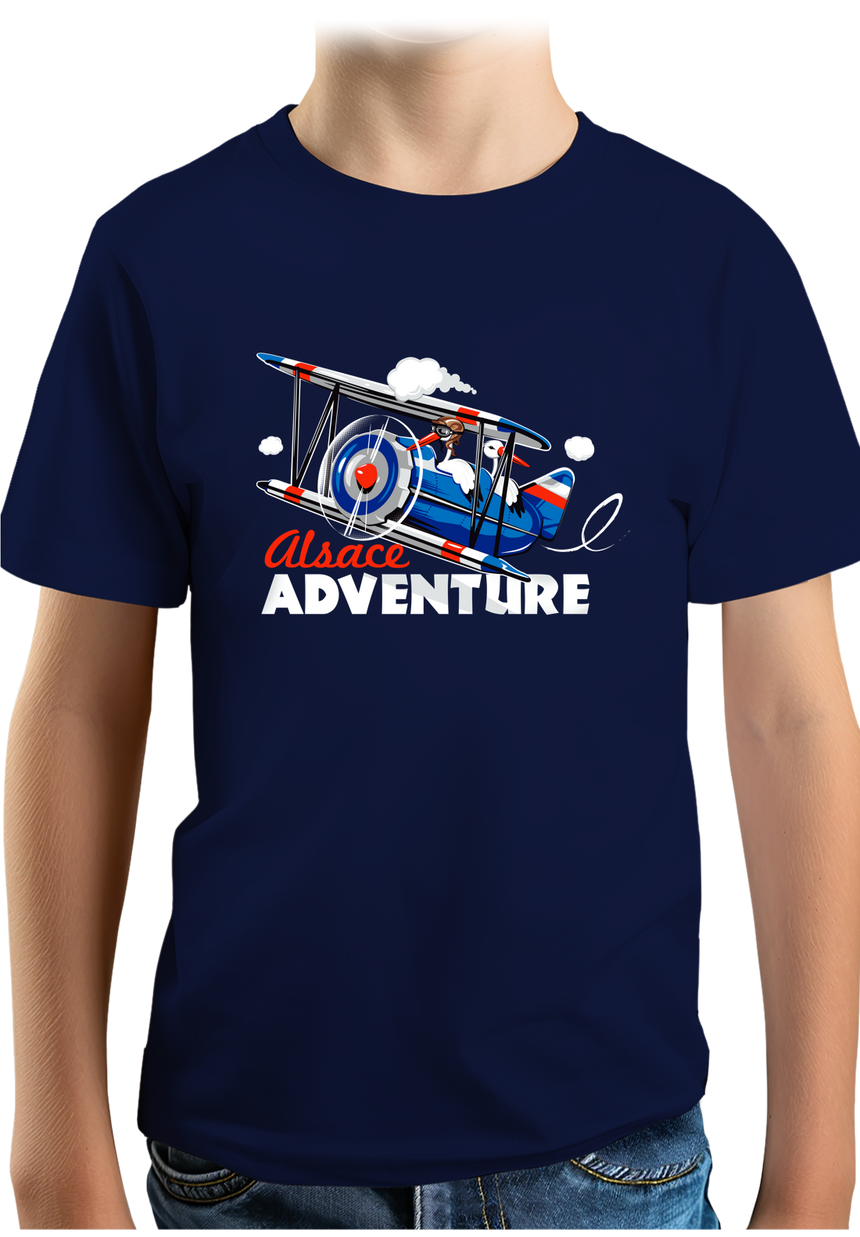 T-Shirt Garçon Cigogne dans l'avion en Alsace