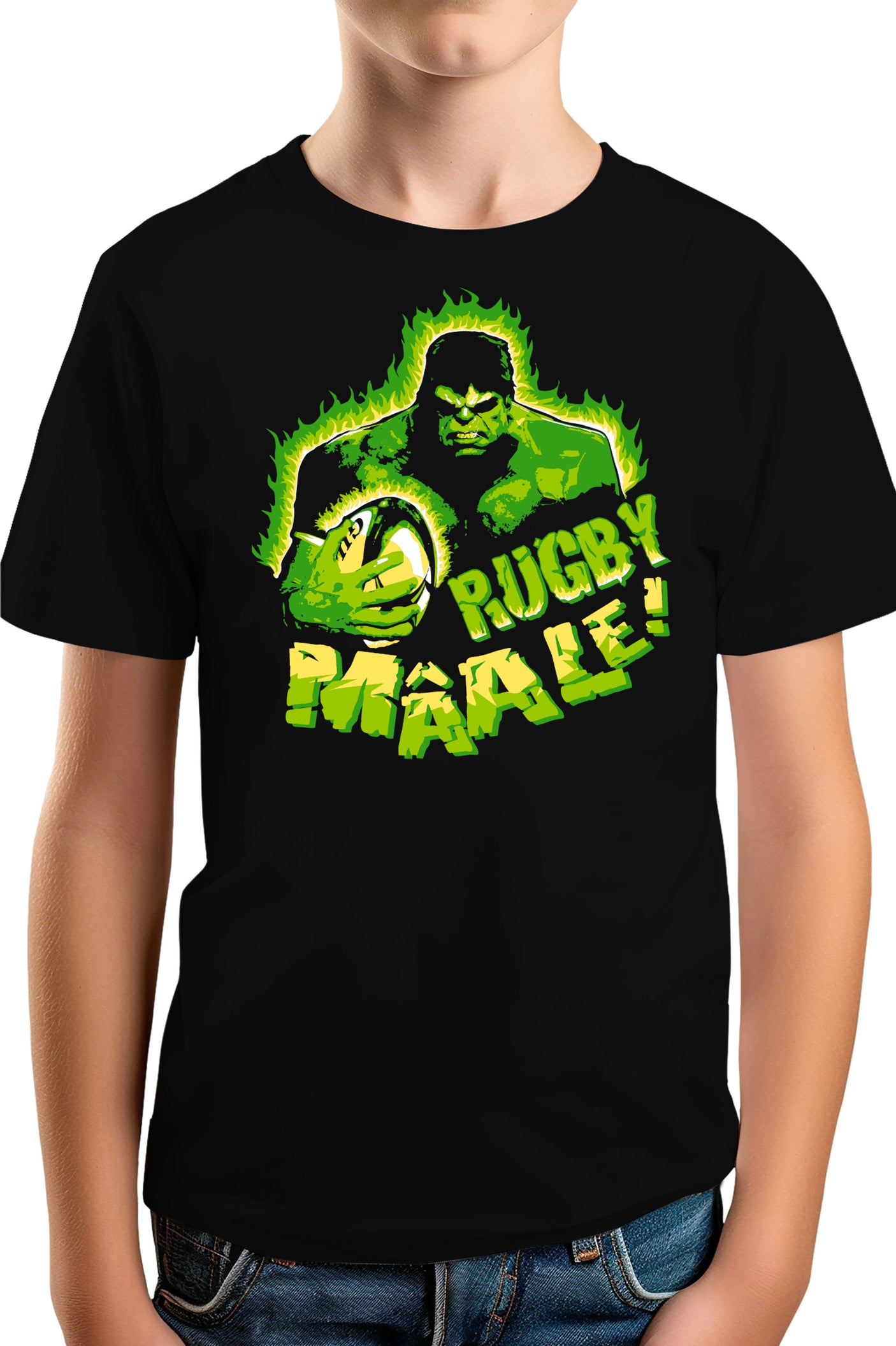 Tee-Shirt Garçon Rugbyman parodie Hulk