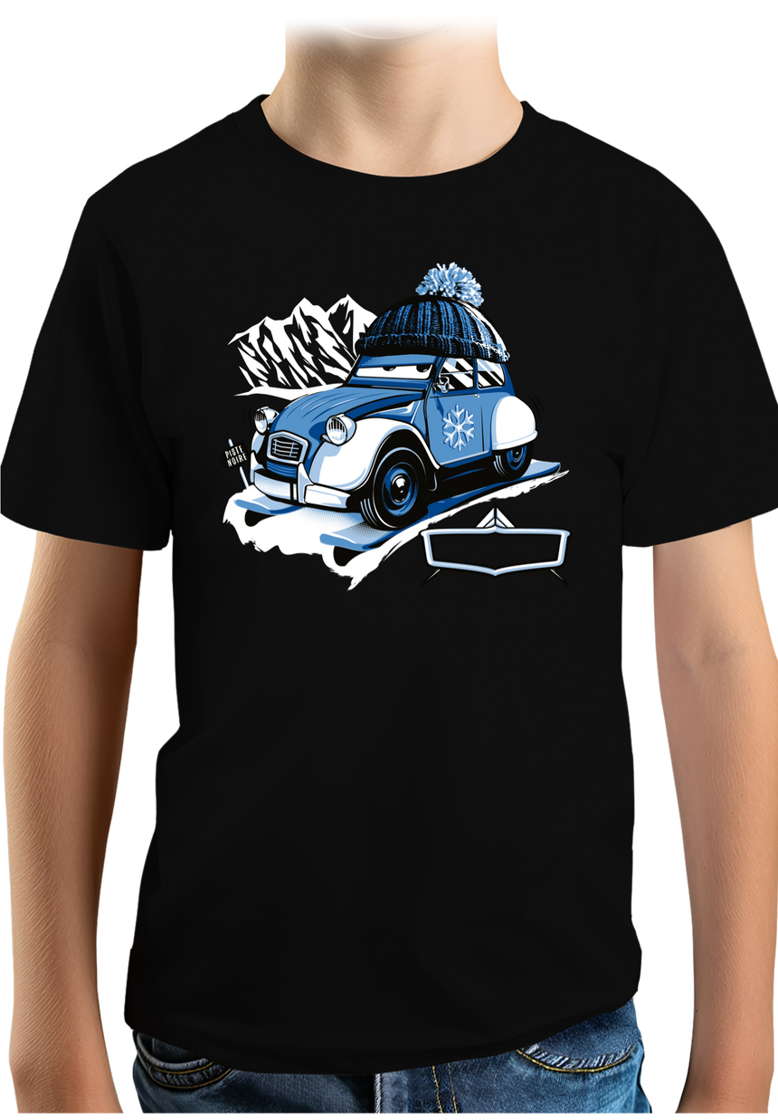 T-Shirt Garçon Voiture 2CV au ski