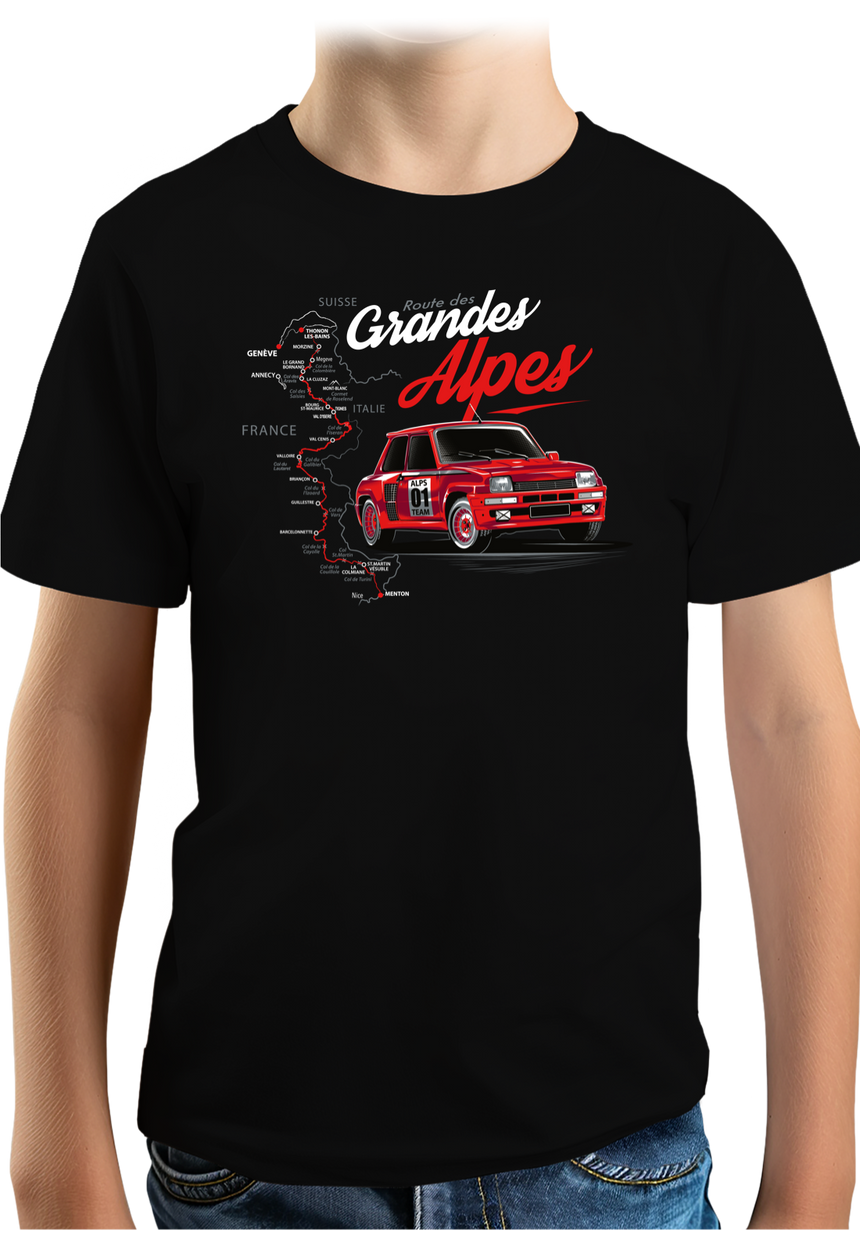 T-Shirt Garçon La route des grandes Alpes en voiture