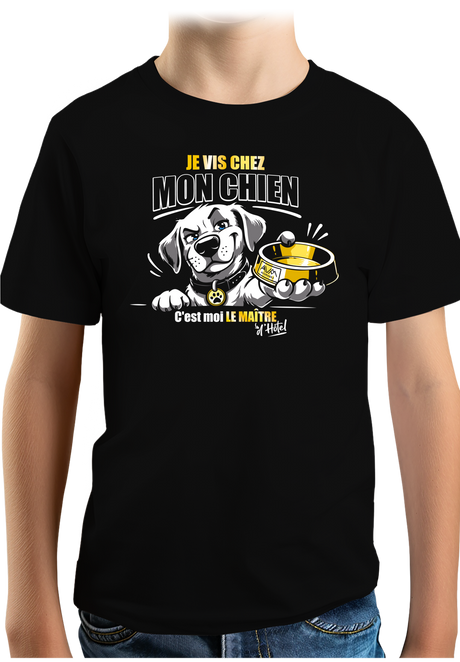 T-Shirt Garçon Je vie chez mon chien
