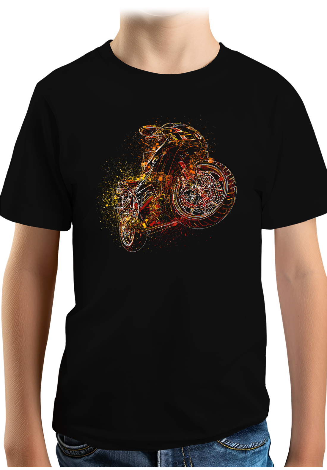 T-Shirt Garçon Dessin moto abstrait