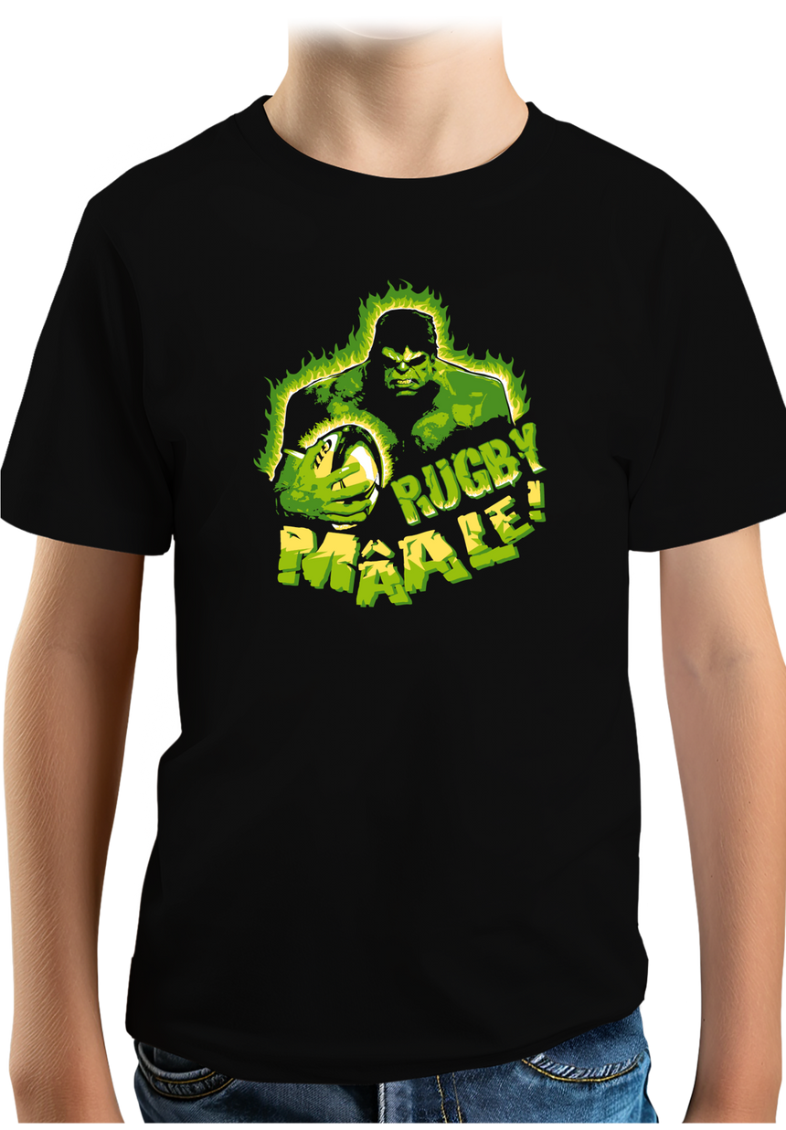 T-Shirt Garçon Rugby super héros vert