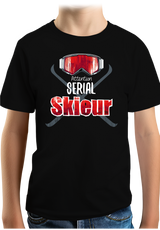 T-Shirt Garçon Attention serial skieur