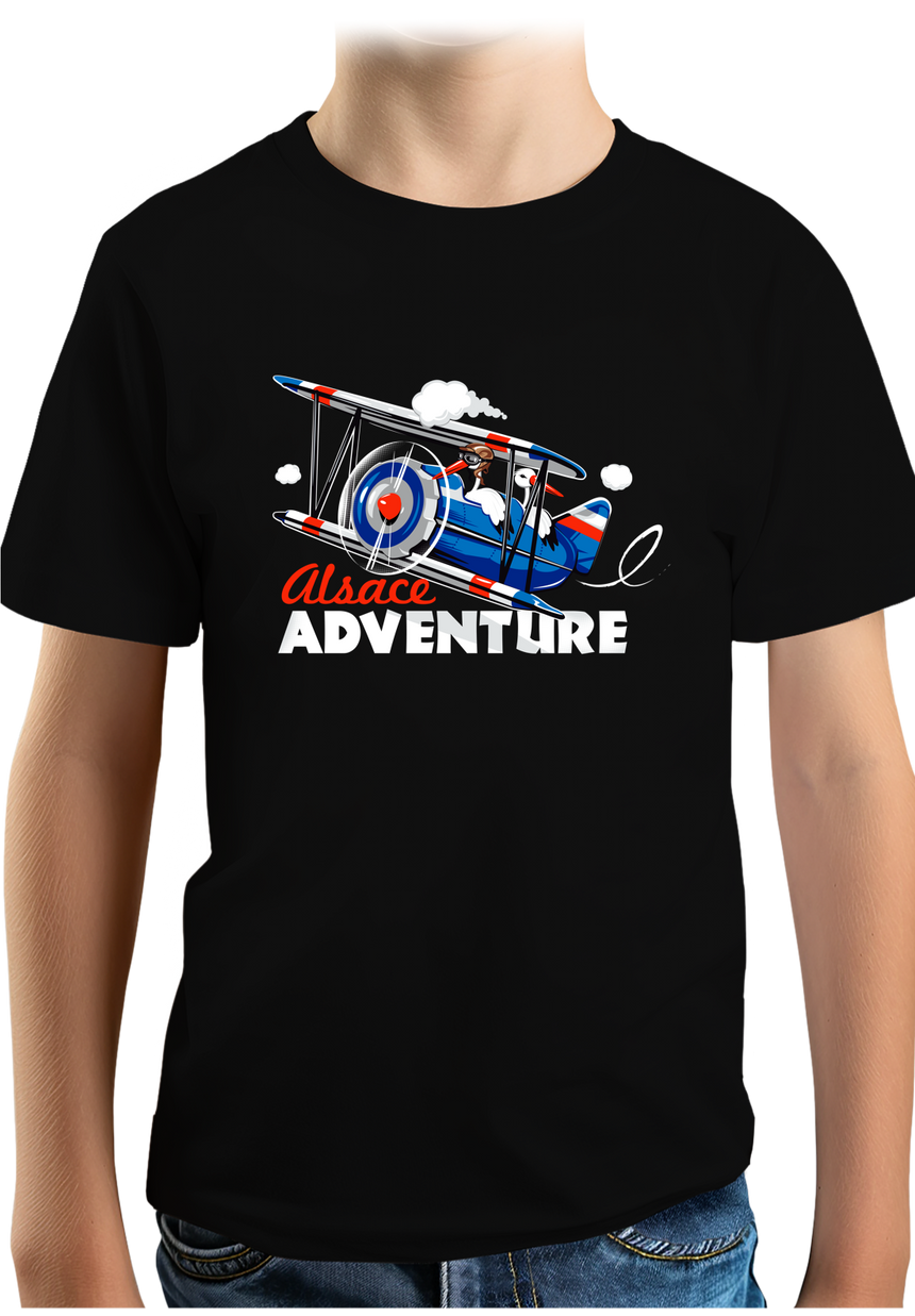 T-Shirt Garçon Cigogne dans l'avion en Alsace
