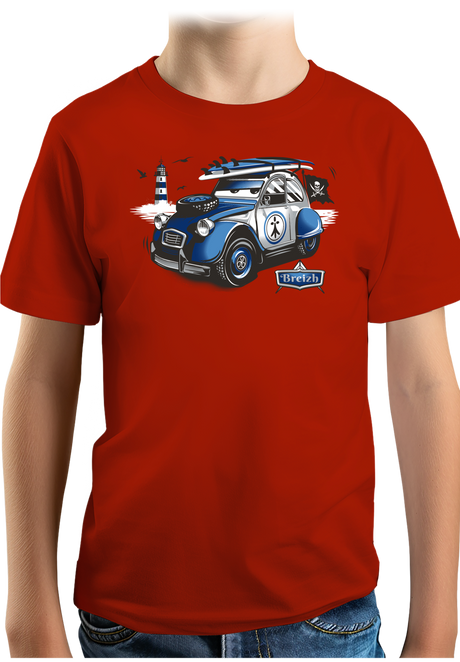 T-Shirt Garçon 2 cv sur la route de la Bretagne