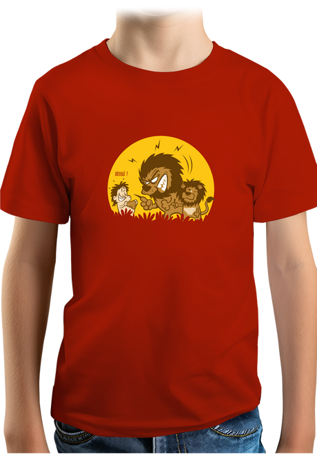 T-Shirt Garçon Lion et bébé dans la savane