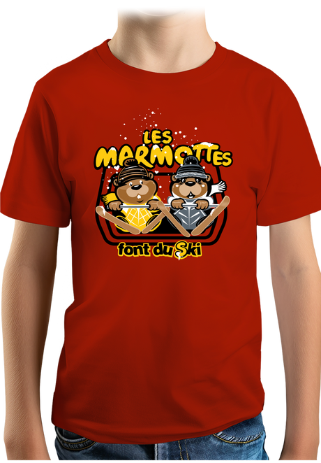 T-Shirt Garçon Les marmottes font du ski