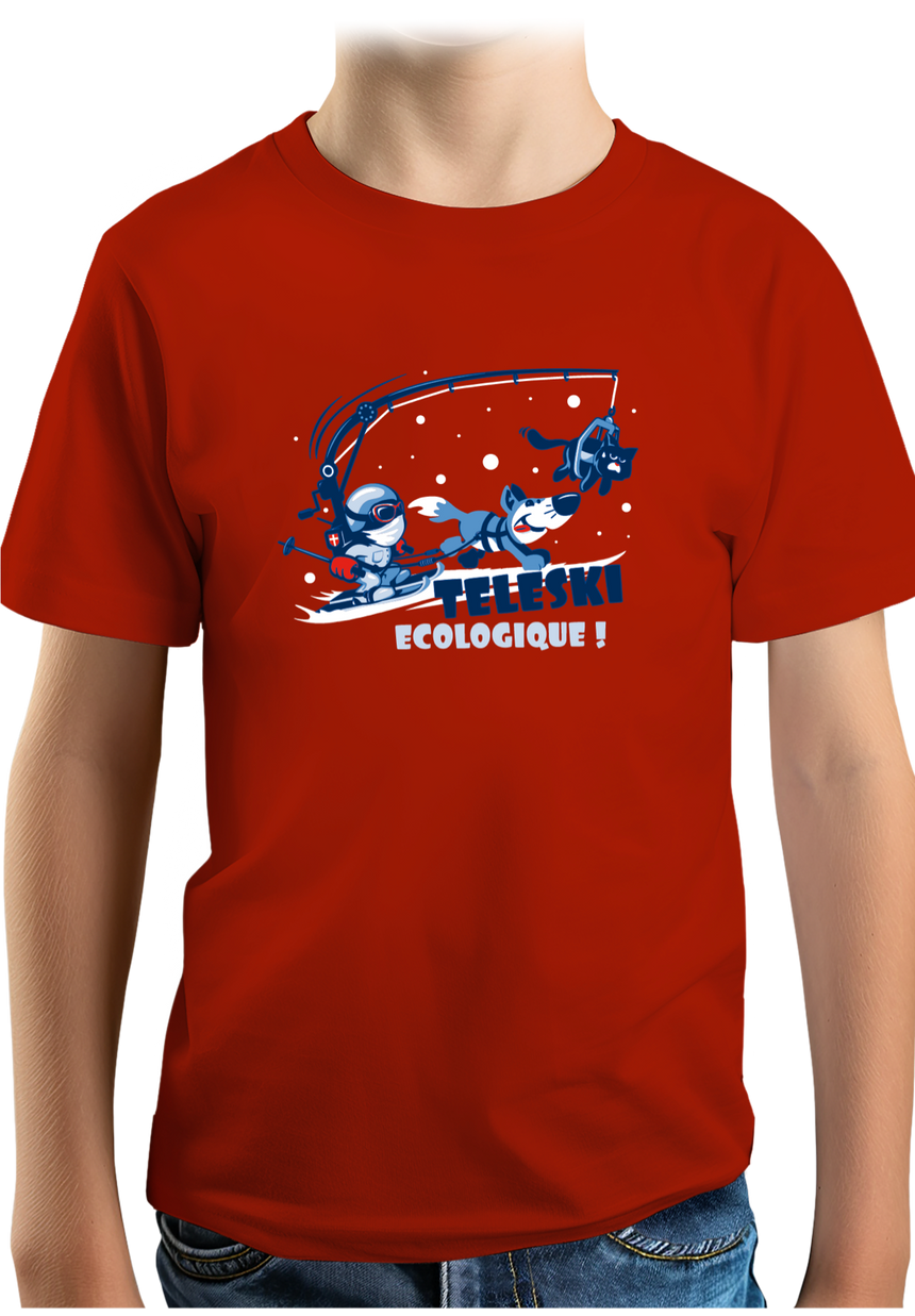 T-Shirt Garçon Téléski écologique à la montagne